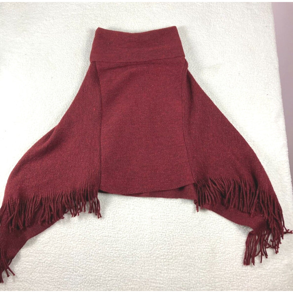 Chicos Shaw Womens OS Maroon Sweater Fringe Textured Knit Scarf Metallic Thread - Picture 9 of 12